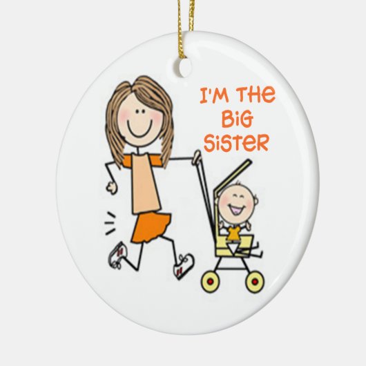 Ik ben de Big Sister Stick Cijfer Keramisch Ornament (Links)
