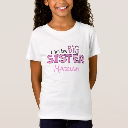 Ik ben de Big Sister Whimsical Pink Modern T-shirt (Voorkant)