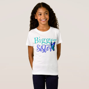 Ik ben de Bigger Zuster Shirt Blue Green Butterfly