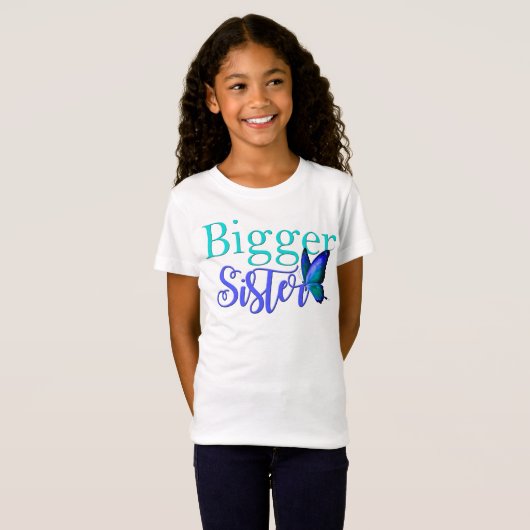 Ik ben de Bigger Zuster Shirt Blue Green Butterfly (Voorkant volledig)