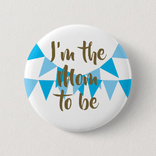 Ik ben de Blauwe Bunting Baby Boy Shower Ronde Button 5,7 Cm