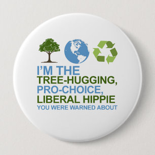 Ik ben de boom-knuffel, pro-keuze, liberale hippie ronde button 4,0 cm