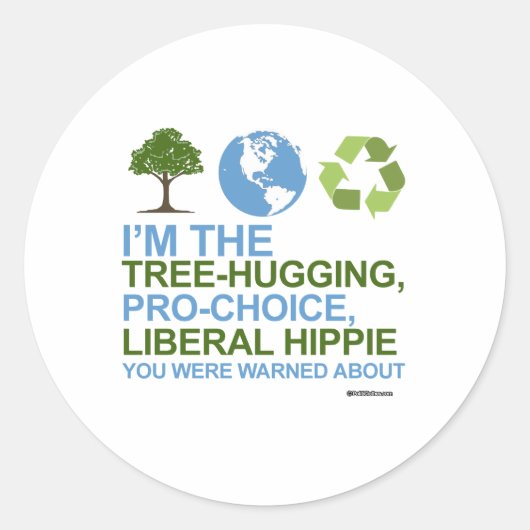Ik ben de boom-knuffel, pro-keuze, liberale hippie ronde sticker (Voorkant)