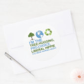 Ik ben de boomknuffelaar, pro-choice, liberale hip ronde sticker (Envelop)