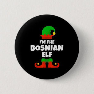 Ik ben de Bosnische Elf Familie Pyjama Kerst Grapp Ronde Button 5,7 Cm