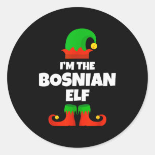 Ik ben de Bosnische Elf Familie Pyjama Kerst Grapp Ronde Sticker
