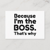 IK BEN DE BOSS WAAROM... VISITEKAARTJE (Voorkant)