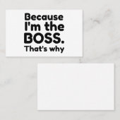 IK BEN DE BOSS WAAROM... VISITEKAARTJE (Voorkant / Achterkant)
