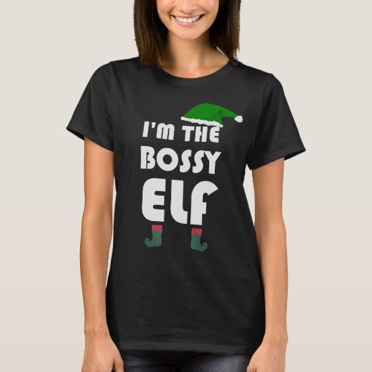 Ik ben de Bossy Elf Funny Kerstkostumefamilie T-shirt (Voorkant)