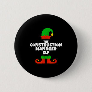 Ik ben de bouwmanager Elf Familie Pyjama Kerstmis Ronde Button 5,7 Cm