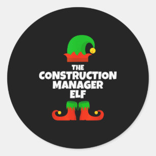 Ik ben de bouwmanager Elf Familie Pyjama Kerstmis Ronde Sticker