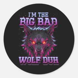 Ik ben de boze wolf grappig last minute Halloween Ronde Sticker