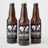 Ik ben de broer Bunny Paasfamilie Matching Bier Etiket (Flessen)