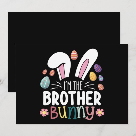 Ik ben de broer Bunny Paasfamilie Matching Kaart (Voorkant / Achterkant)