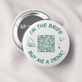 Ik ben de bruid, koop een drankje voor me QR-code Ronde Button 5,7 Cm