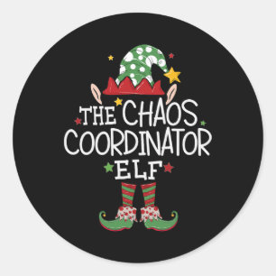 Ik ben de Chaos Coördinator Elf Fun Christmas Matc Ronde Sticker