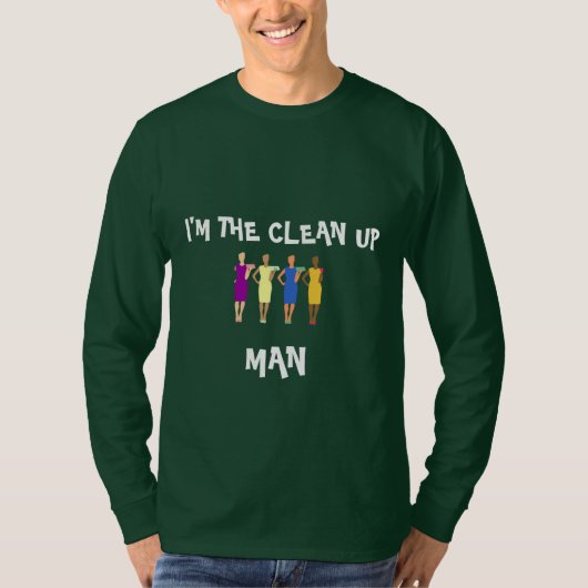 IK BEN DE CLEAN UP MAN-LONG SLEEVE BASIC T-SHIRT (Voorkant)