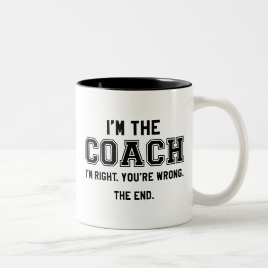 Ik ben de coach tweekleurige koffiemok (Rechts)