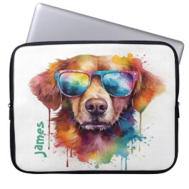 "Ik ben de coolste' Waterverf Hondenlaptophoes Laptop Sleeve