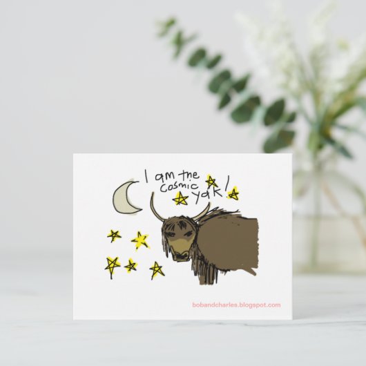 Ik ben de Cosmic Yak Briefkaart (Staand voorkant)