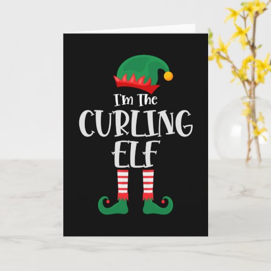Ik ben de curling-elf bijpassende kerst kaart (Gele Bloem)