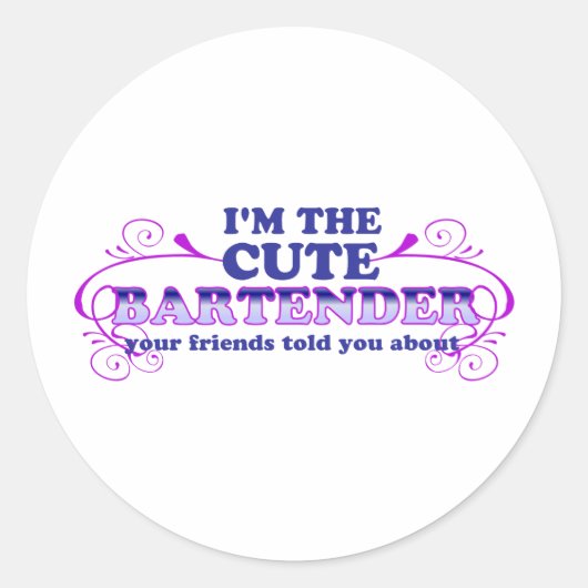 Ik ben de Cute Bartender Ronde Sticker (Voorkant)