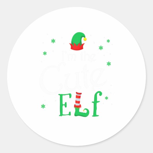 Ik ben de Cute Elf Funny Group Matching Fam Ronde Sticker (Voorkant)