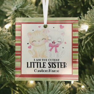 Ik ben de Cutest Little Sister Cute Cats Custom Glas Ornament