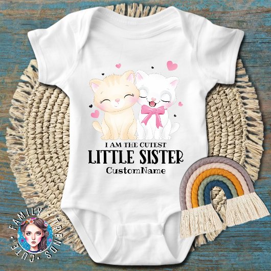 Ik ben de Cutest Little Sister Cute Cats Custom Romper