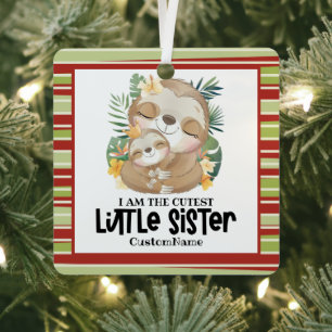 Ik ben de Cutest Little Sister Cute Sloths Custom Metalen Ornament