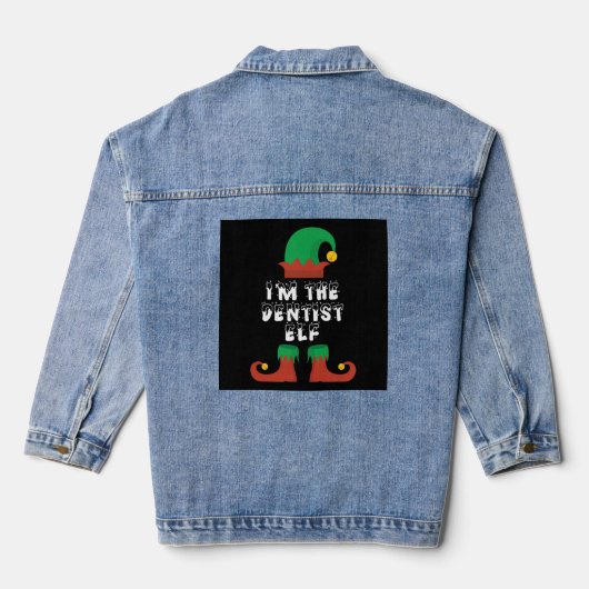 Ik ben de Dentist Elf kerstcadeautje voor Denim Jacket (Achterkant)