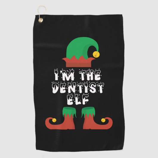 Ik ben de Dentist Elf kerstcadeautje voor Golfhanddoek (Voorkant)