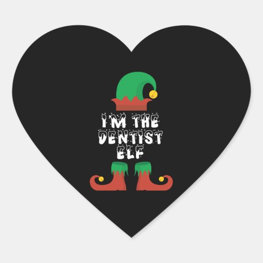 Ik ben de Dentist Elf kerstcadeautje voor Hart Sticker (Voorkant)