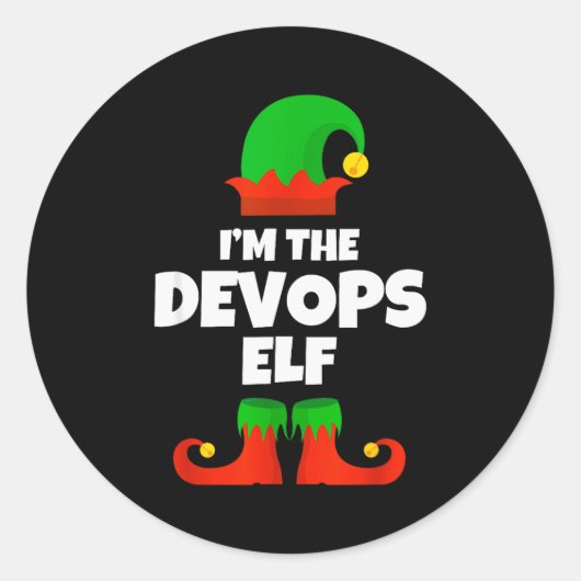 Ik ben de Devops Elf Familie Pyjama Kerstmis Ingen Ronde Sticker (Voorkant)