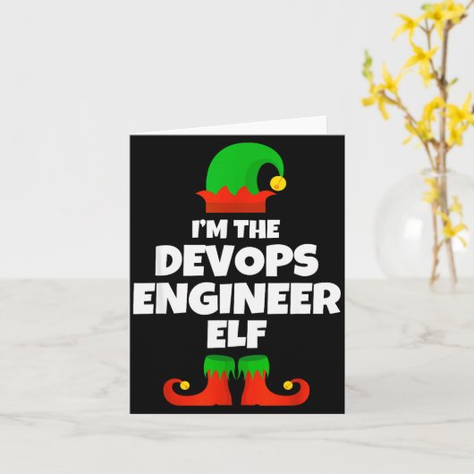 Ik ben de Devops Engineer Elf Familie Pyjama Kerst Kaart (Gele Bloem)