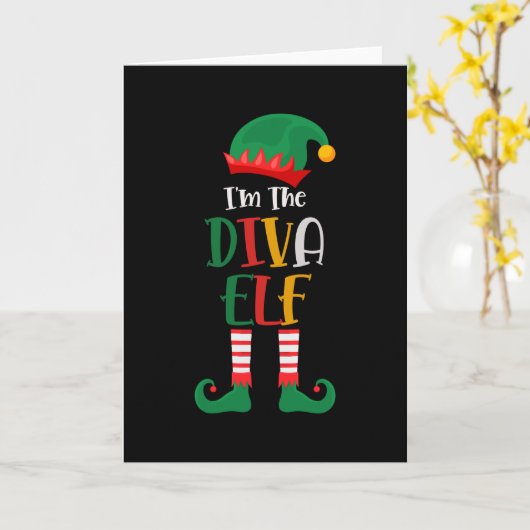 Ik ben de diva-elf bijpassende kerst 2021 kaart (Gele Bloem)