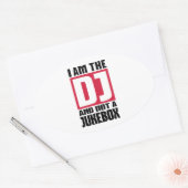 Ik ben de DJ, geen Jukebox Ovale Sticker (Envelop)