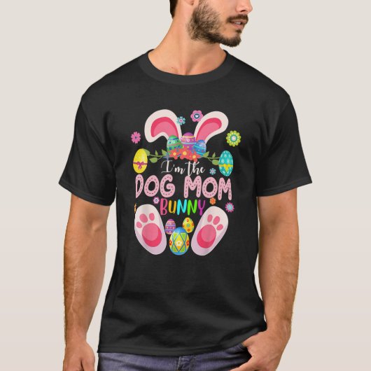 Ik ben de Dog Mam Bunny Matching Family Easter Par T-shirt (Voorkant)
