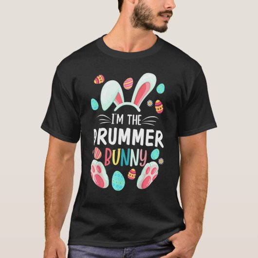 Ik ben de Drummer Bunny Matching Family Paasfeest T-shirt (Voorkant)