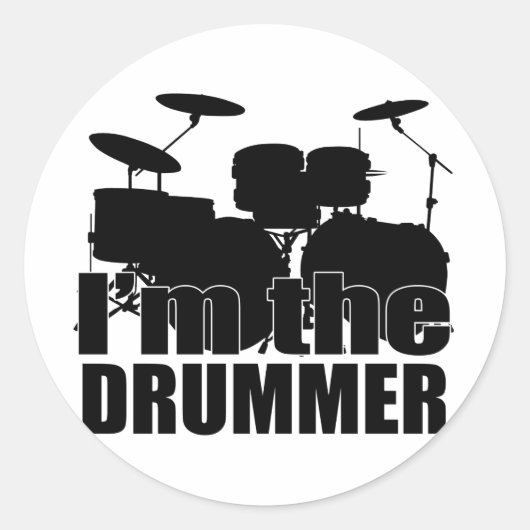 Ik ben de Drummer Ronde Sticker (Voorkant)