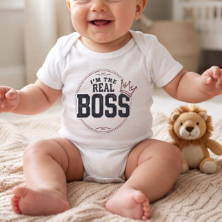 Ik ben de echte baas baby grappige bijpassende moe romper