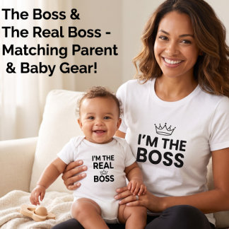 Ik ben de echte baas baby grappige bijpassende moe romper