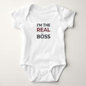 Ik ben de echte baas baby grappige bijpassende moe romper (Voorkant)