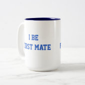 Ik ben de eerste moeder. Blauw en wit. Tweekleurige Koffiemok (Voorkant links)