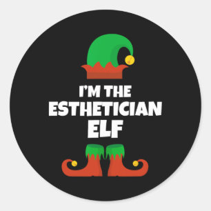 Ik ben de Esthetician Elf Familie Pyjama Kerstmis Ronde Sticker