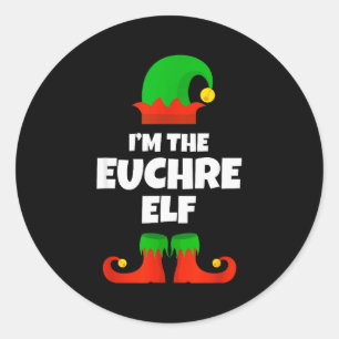 Ik ben de Euchre Elf Familie Pyjama Kerst Grappig Ronde Sticker