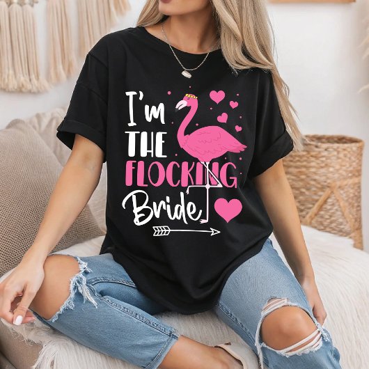 Ik ben de Flocking Bruid Flamingo Bachelorette Par T-shirt