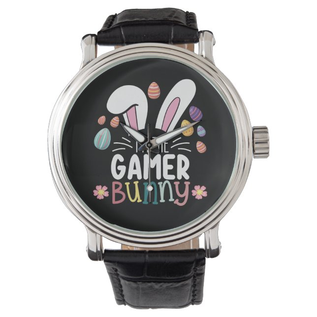 Ik ben de Gamer Bunny Gaming Pasen Matching Horloge (Voorkant)