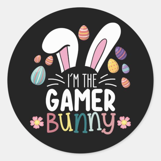 Ik ben de Gamer Bunny Gaming Pasen Matching Ronde Sticker (Voorkant)