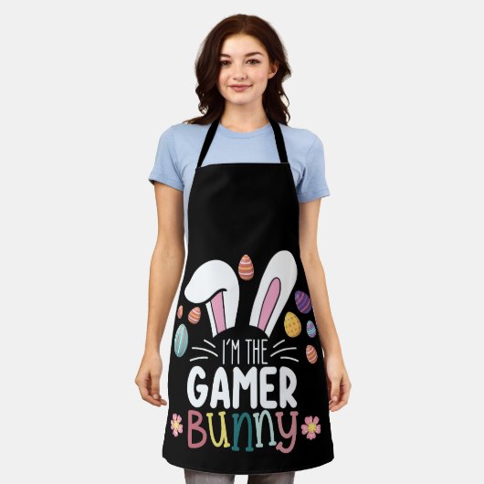 Ik ben de Gamer Bunny Gaming Pasen Matching Schort (Gedragen)
